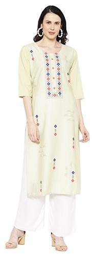 

1 Stop Fashion Women Cream Printed Regular Kurta