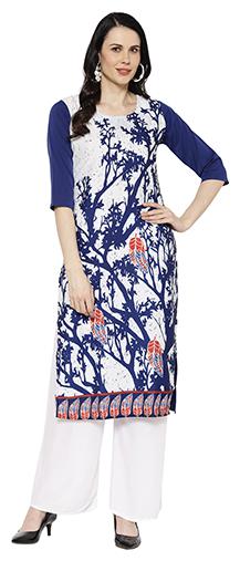 

1 Stop Fashion Women Blue Printed Regular Kurta