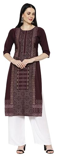 

1 Stop Fashion Women Purple Printed Regular Kurta
