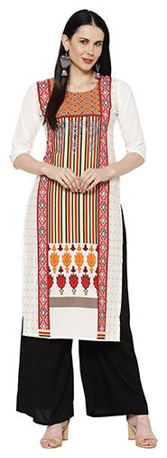 

1 Stop Fashion Women Cream Printed Regular Kurta