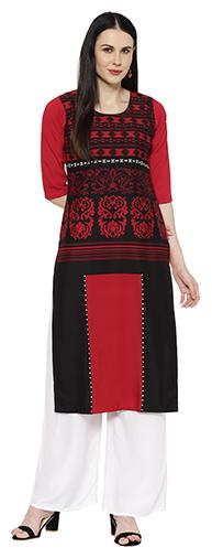 

1 Stop Fashion Women Maroon Printed Regular Kurta