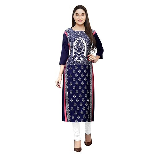

1 Stop Fashion Women Blue Printed Straight Kurta