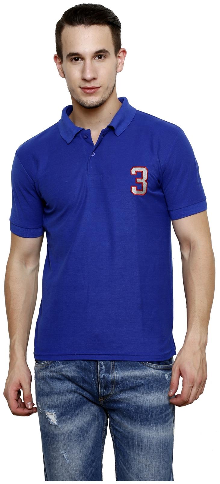 

100 Tees Men Blue Regular fit Cotton Polo collar T-Shirt - Pack Of 1
