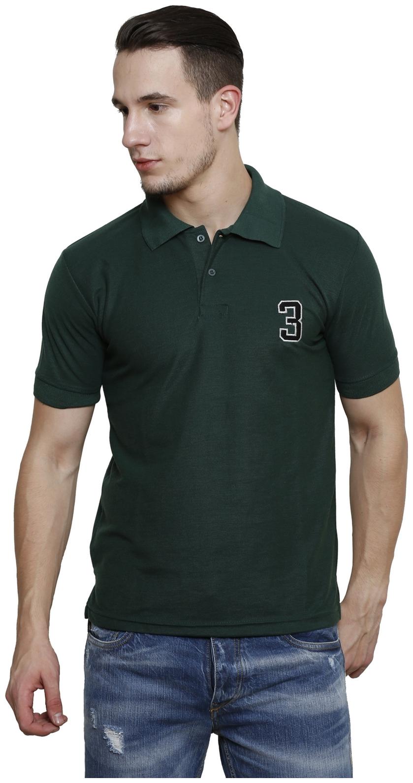 

100 Tees Men Green Regular fit Cotton Polo collar T-Shirt - Pack Of 1