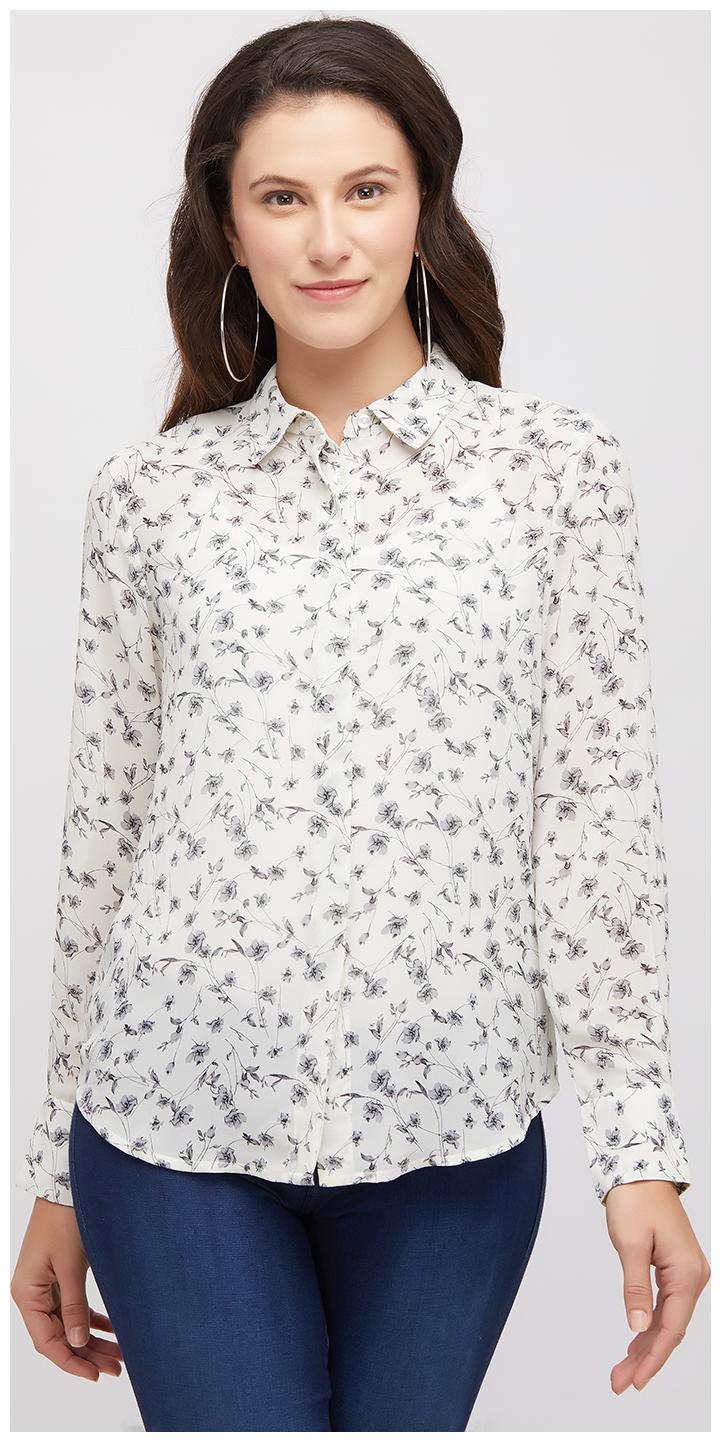

109 F Women Beige Printed Regular Fit Shirt