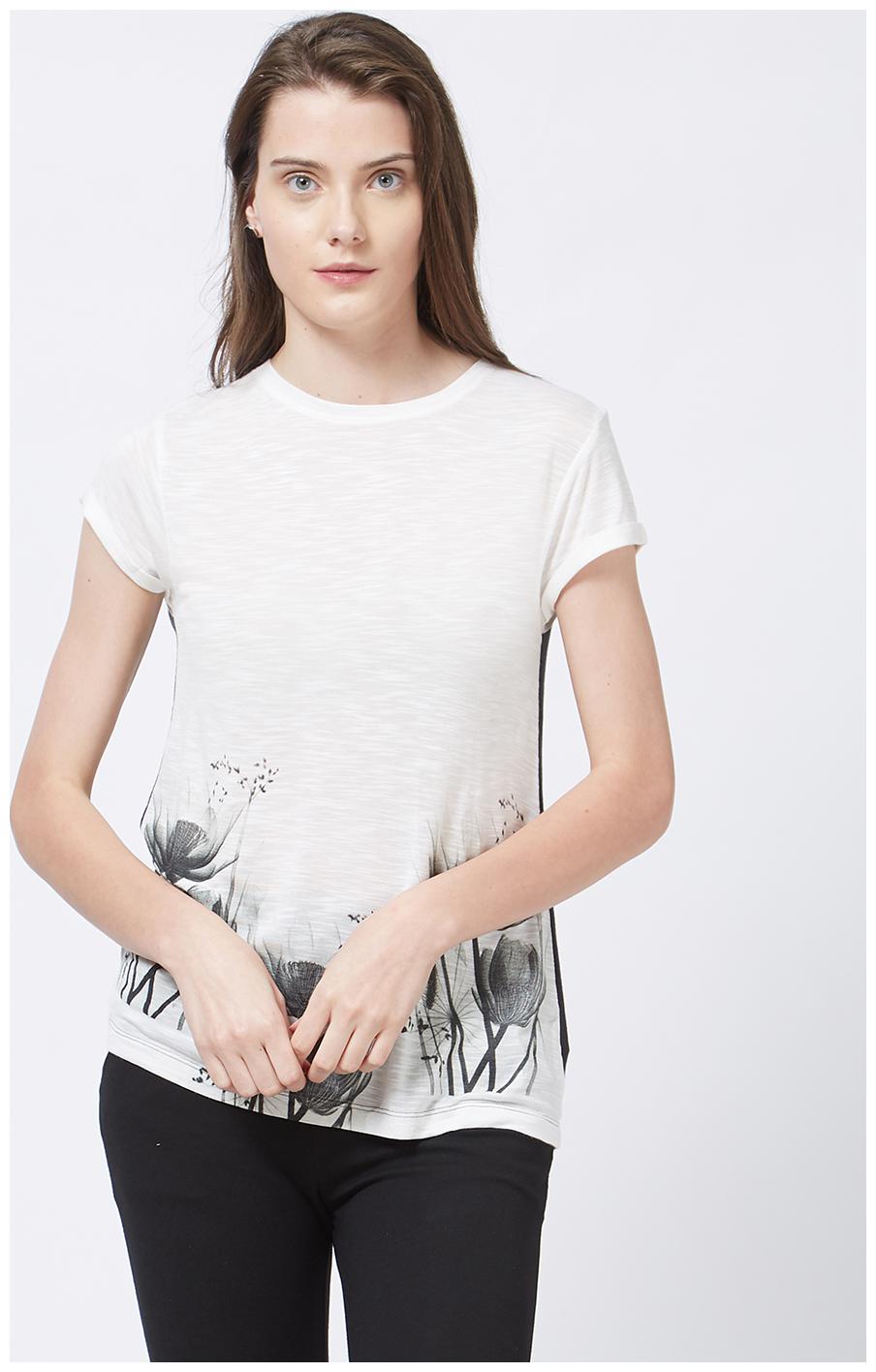 

109 F Women Beige Regular fit Round neck Viscose rayon T shirt