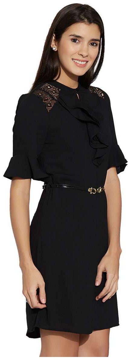 

109 F Black Printed A-line dress