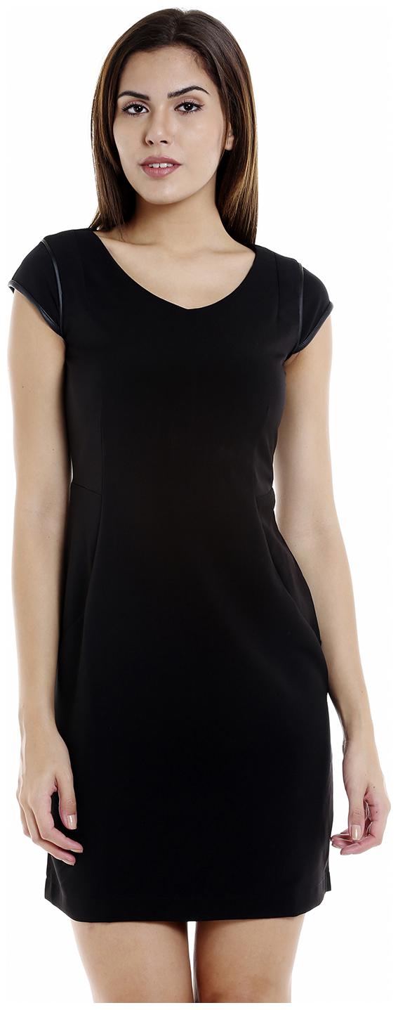 

109 F Black Solid Fit flare dress