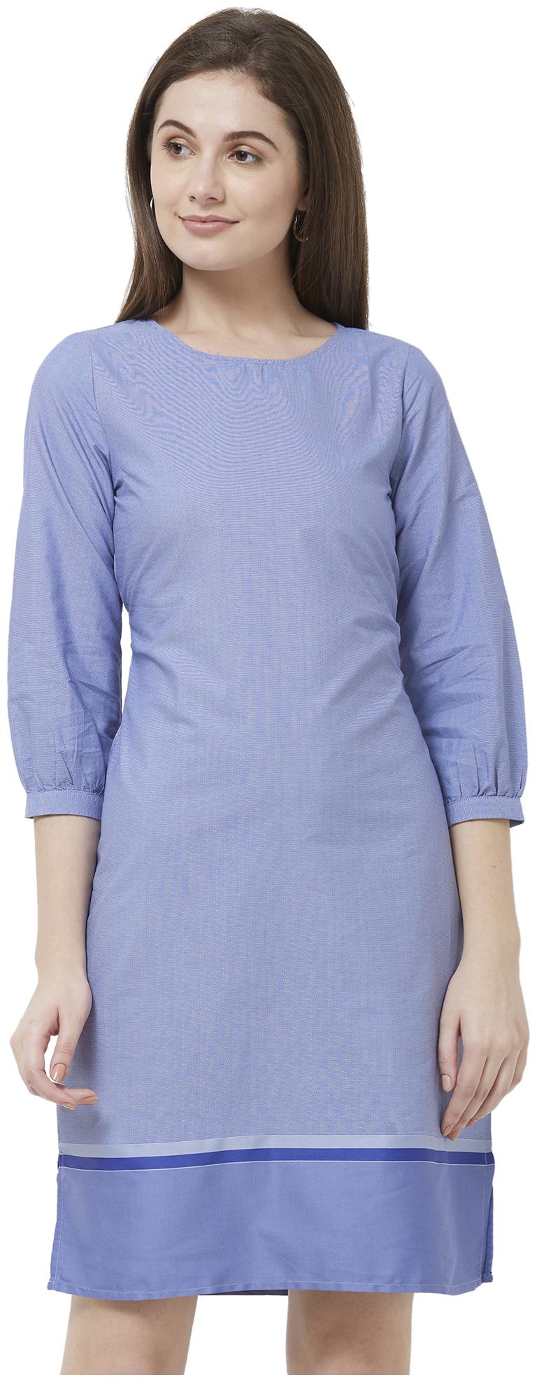 

109 F Blue Solid A-line dress