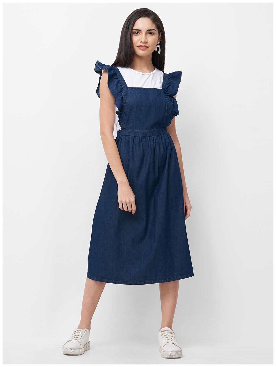 

109 F Blue Solid A-line dress