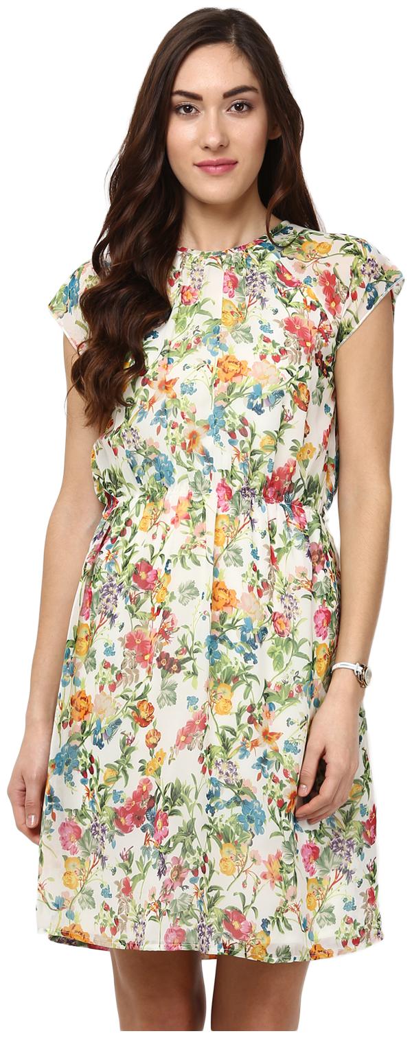 

109 F Multi Printed Fit flare dress