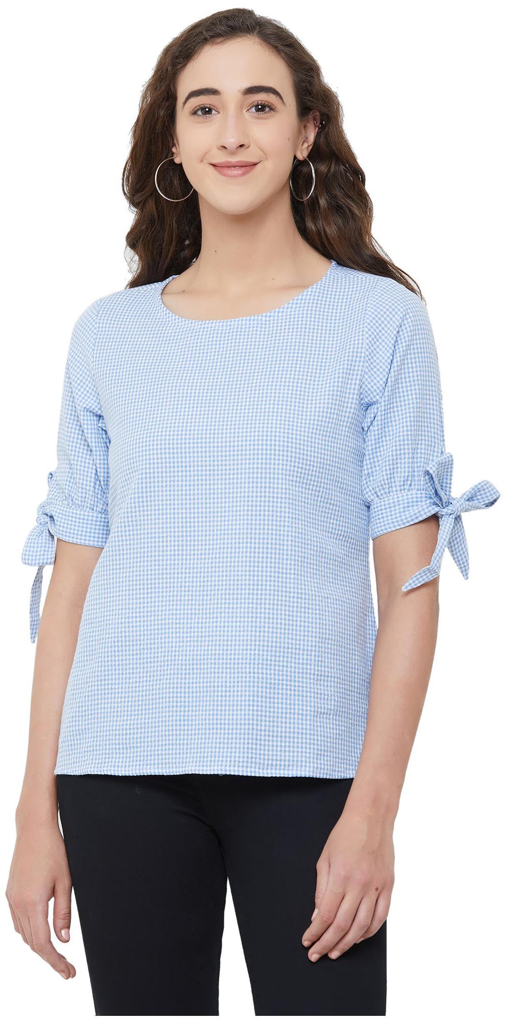 

109 F Women Checked A-line top - Blue