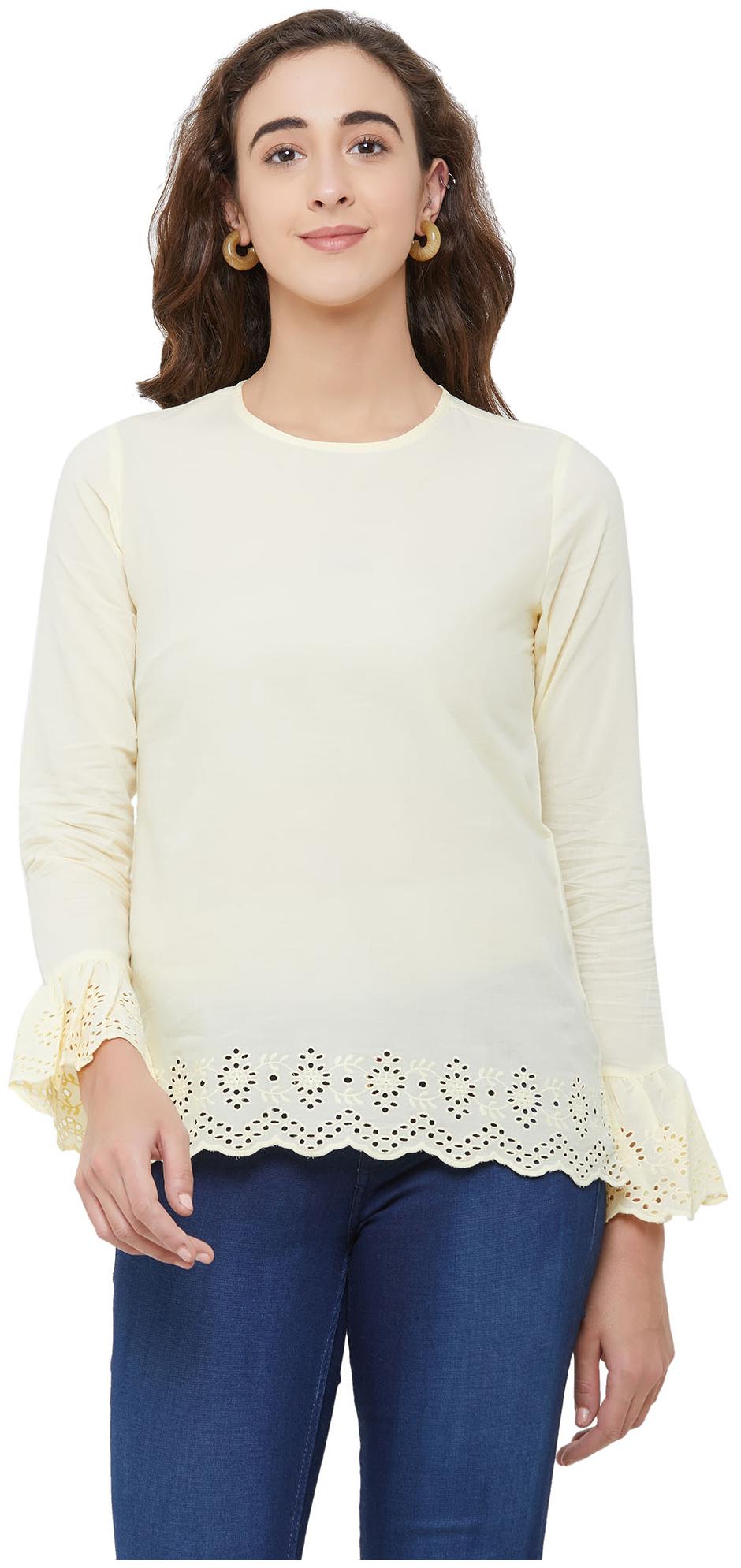 

109 F Women Solid A-line top - Yellow
