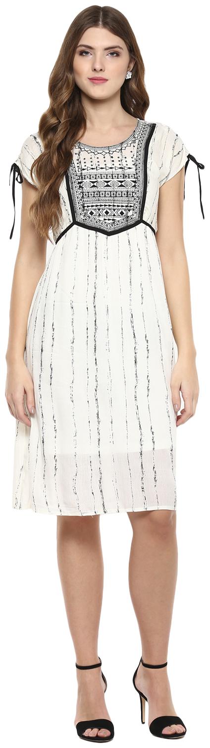 

109 F White Printed Fit flare dress