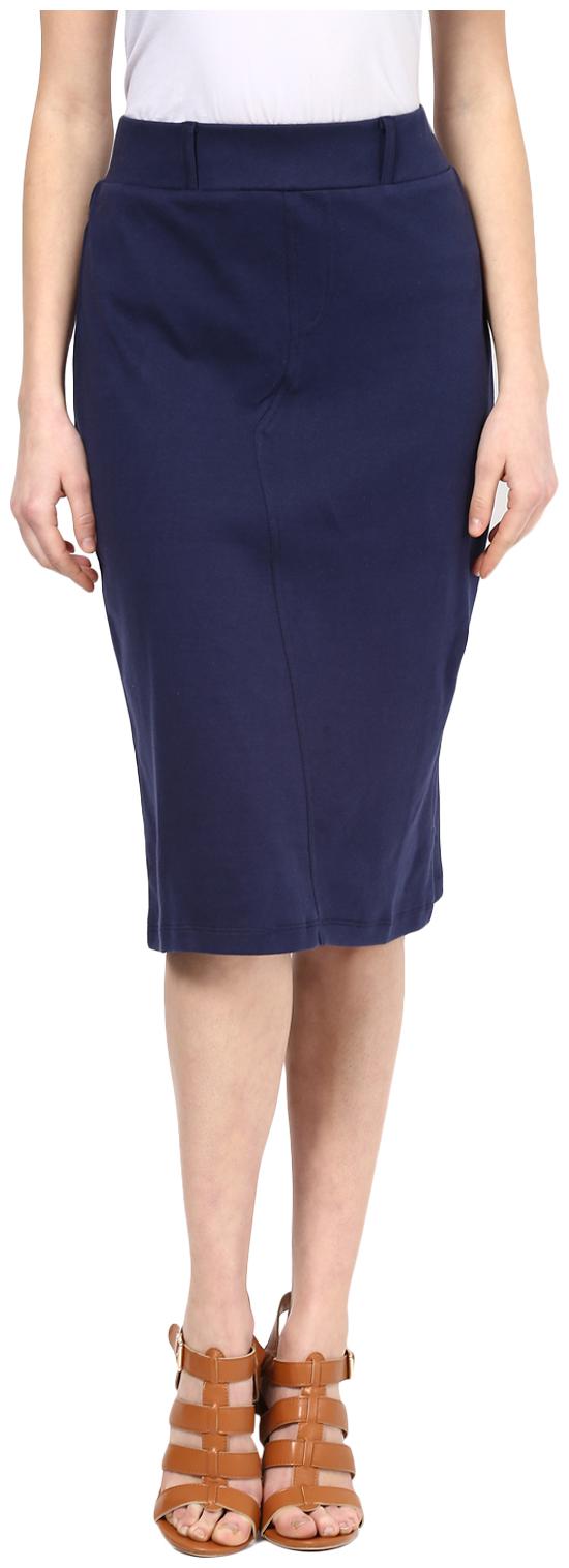 

109 F Solid Straight skirt Midi Skirt - Blue