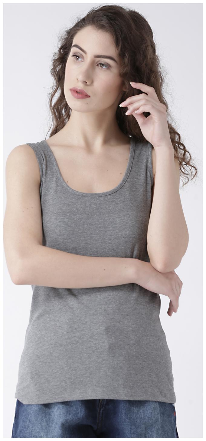 

109 F Women Grey Regular fit Round neck Cotton T shirt