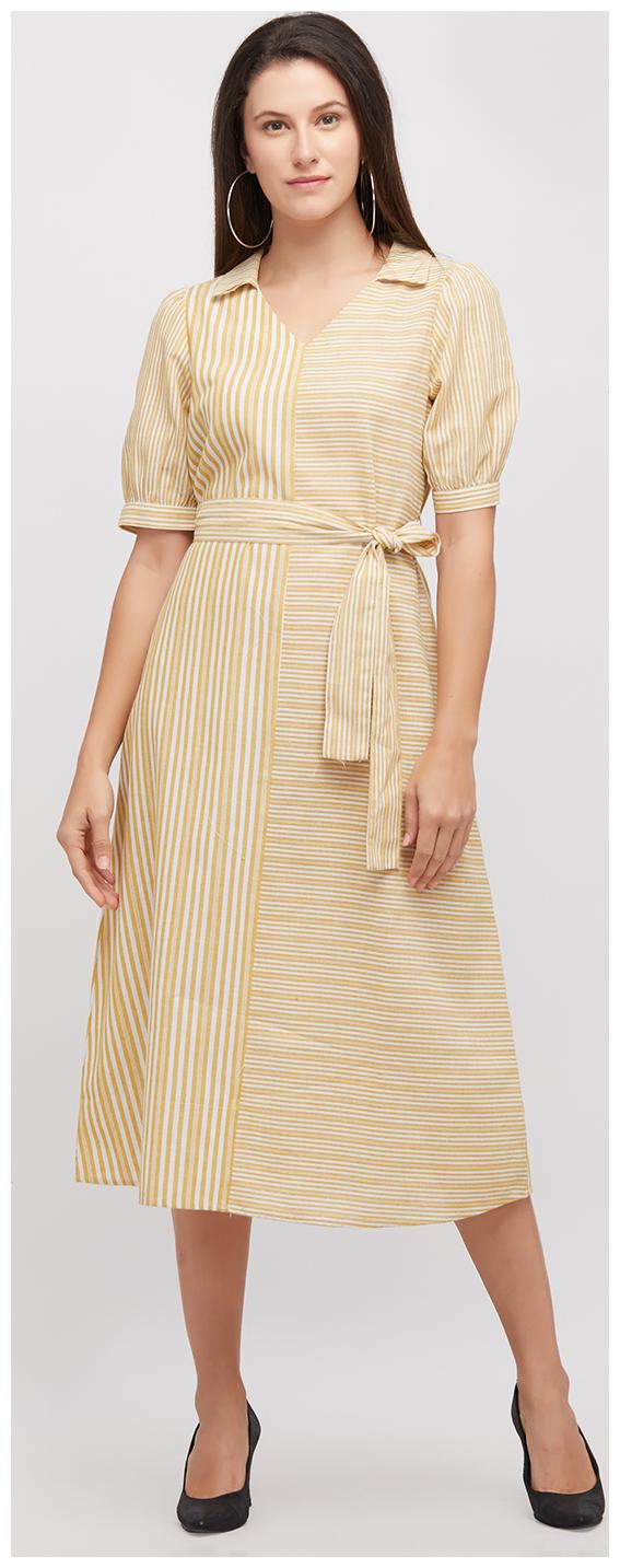 

109 F Yellow Striped Fit flare dress