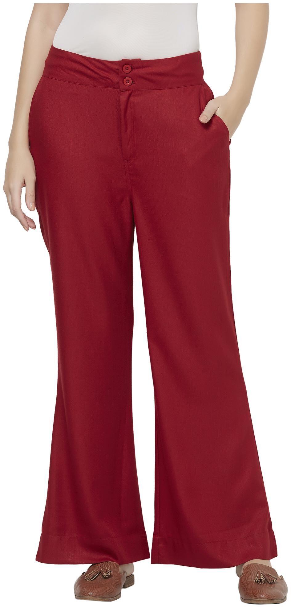 

109 F Maroon Solid Palazzo