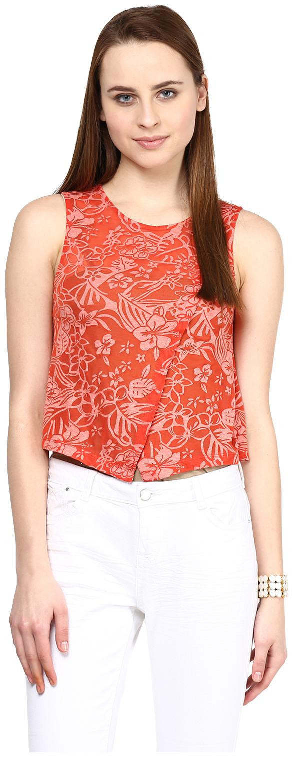 

109 F Women Printed Regular top - Orange