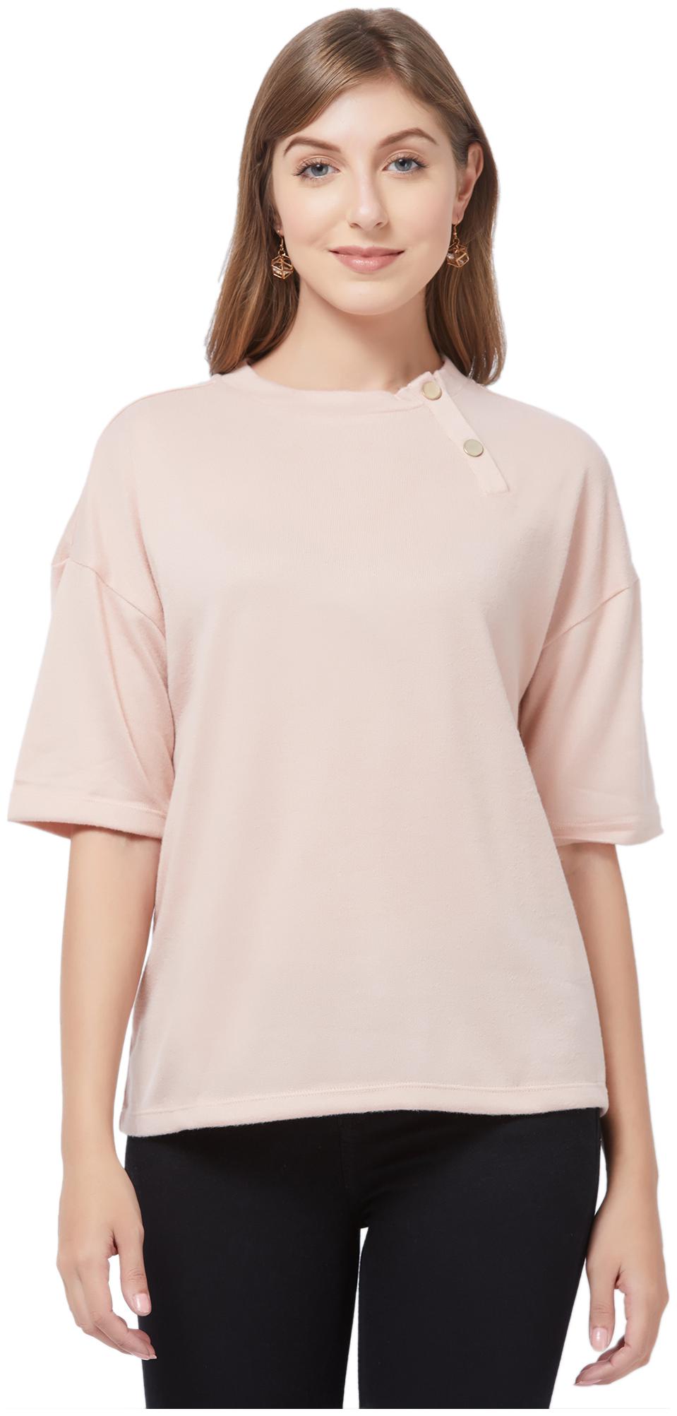 

109 F Women Solid Regular top - Pink