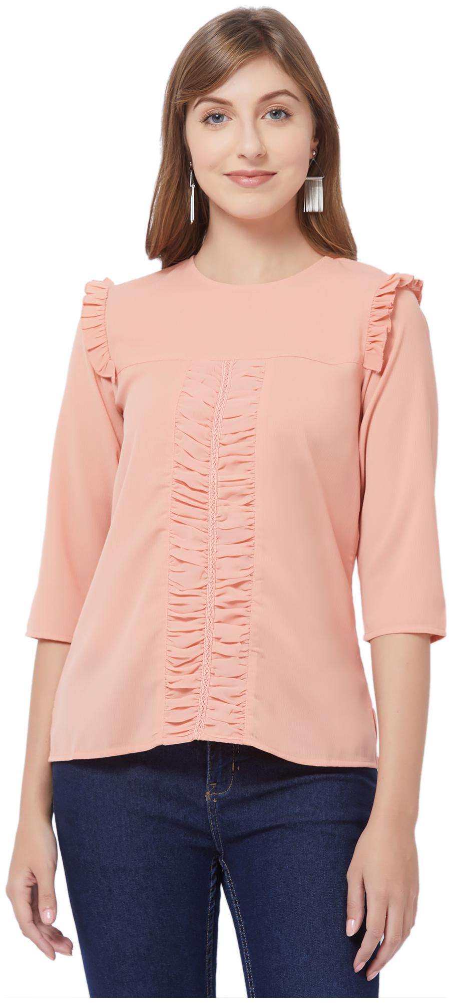 

109 F Women Solid Regular top - Pink