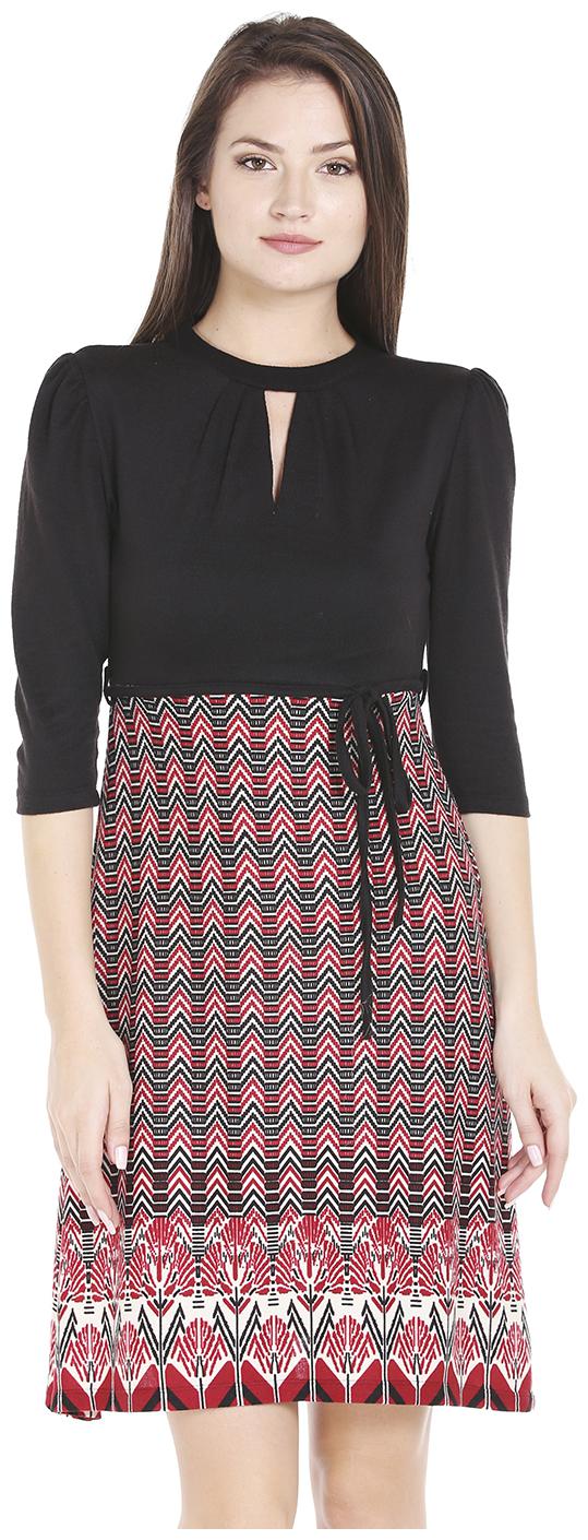 

109 F Maroon Black Printed A-line dress