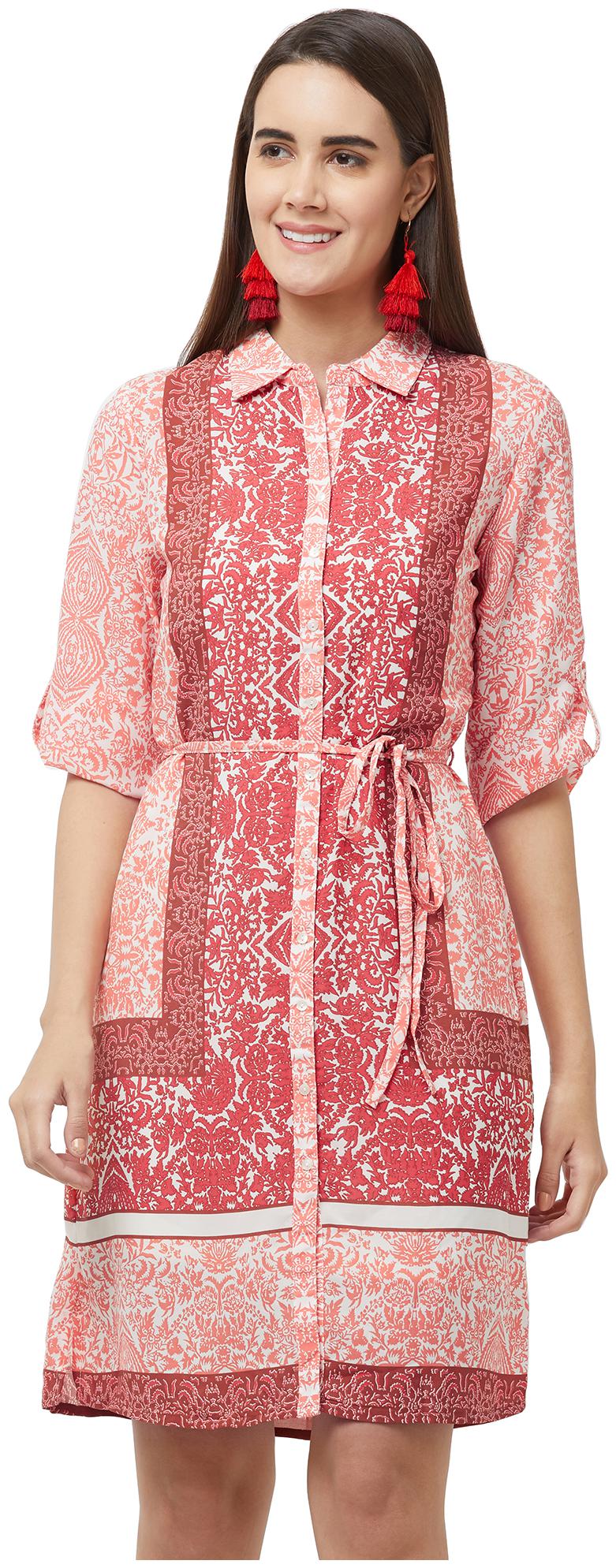 

109 F Pink Printed A-line dress