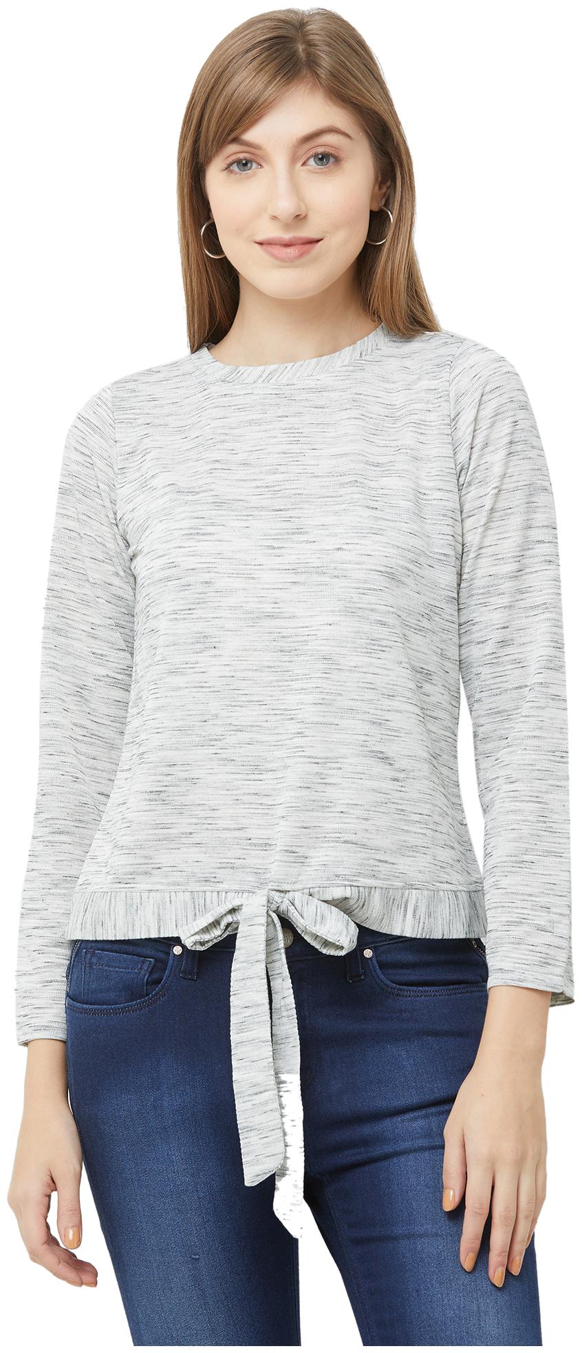 

109 F Women Striped Regular top - Grey