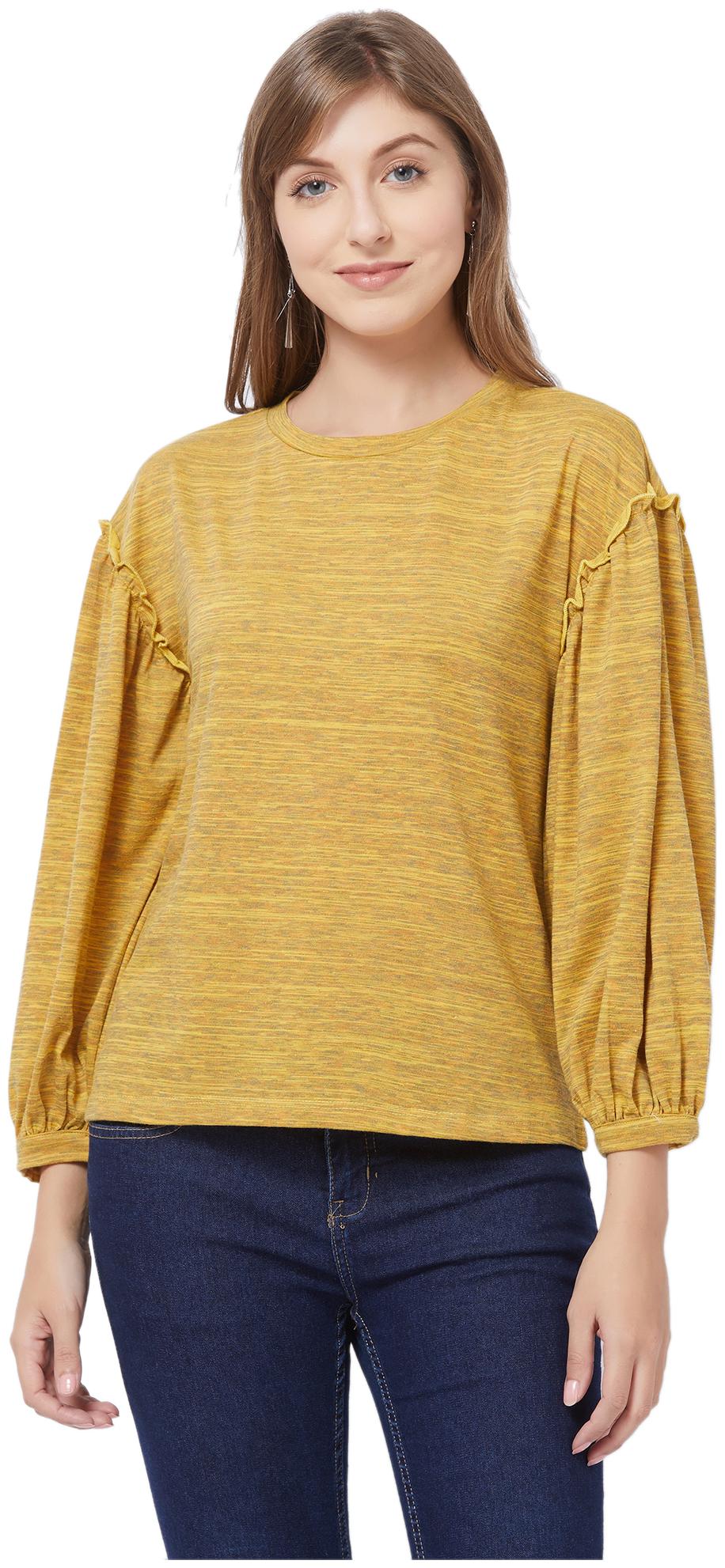 

109 F Women Solid Regular top - Yellow