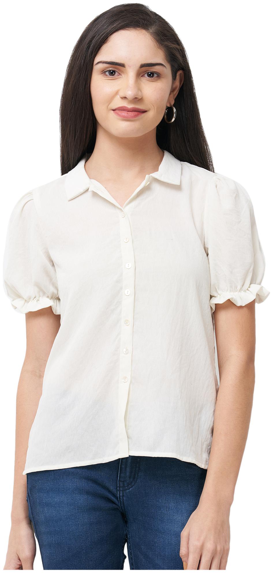 

109 F Women White Solid Regular Fit Shirt