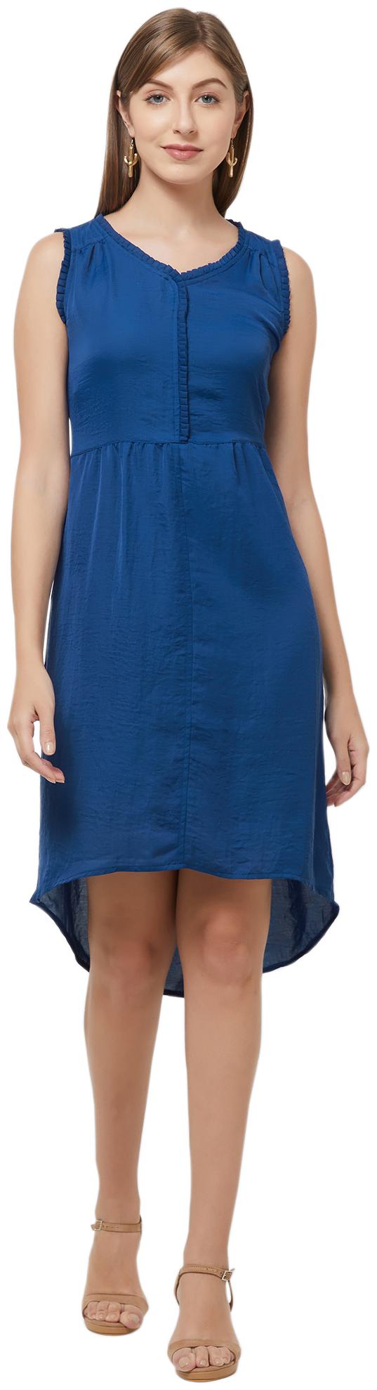 

109 F Blue Solid A-line dress
