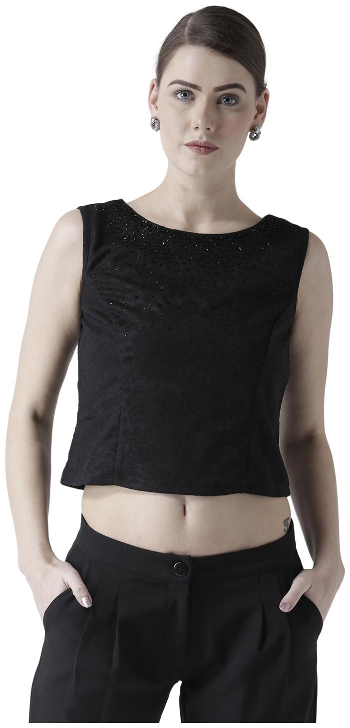 

109 F Women Solid Regular top - Black