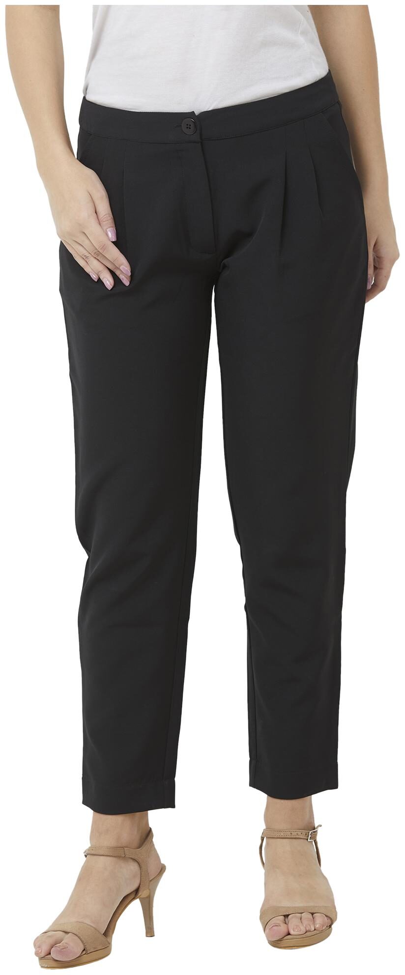 

109 F Women Black Regular fit Regular pants