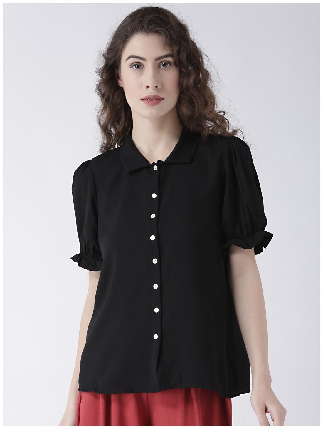 

109 F Women Black Solid Regular Fit Shirt
