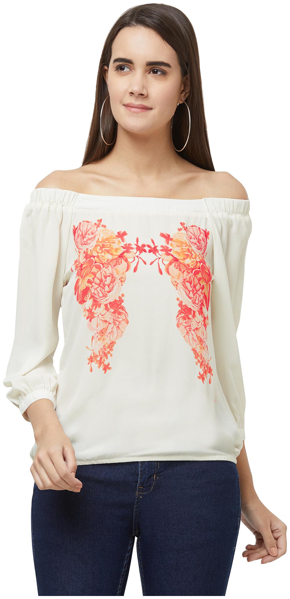 

109 F Women Printed Regular top - Cream