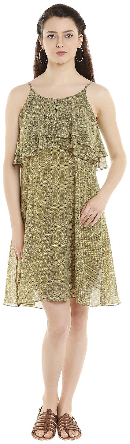 

109 F Green Printed A-line dress