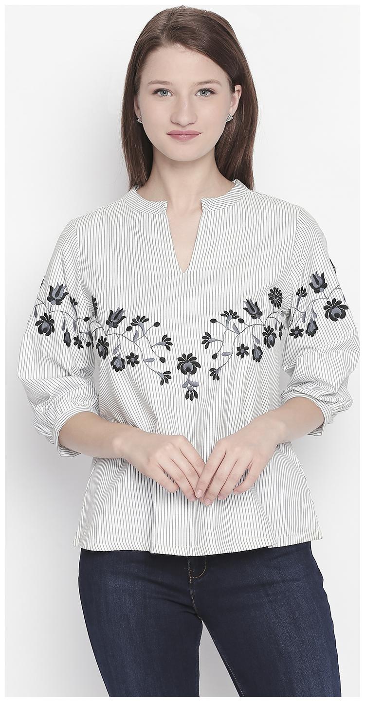 

109 F Women Embroidered Regular top - Grey