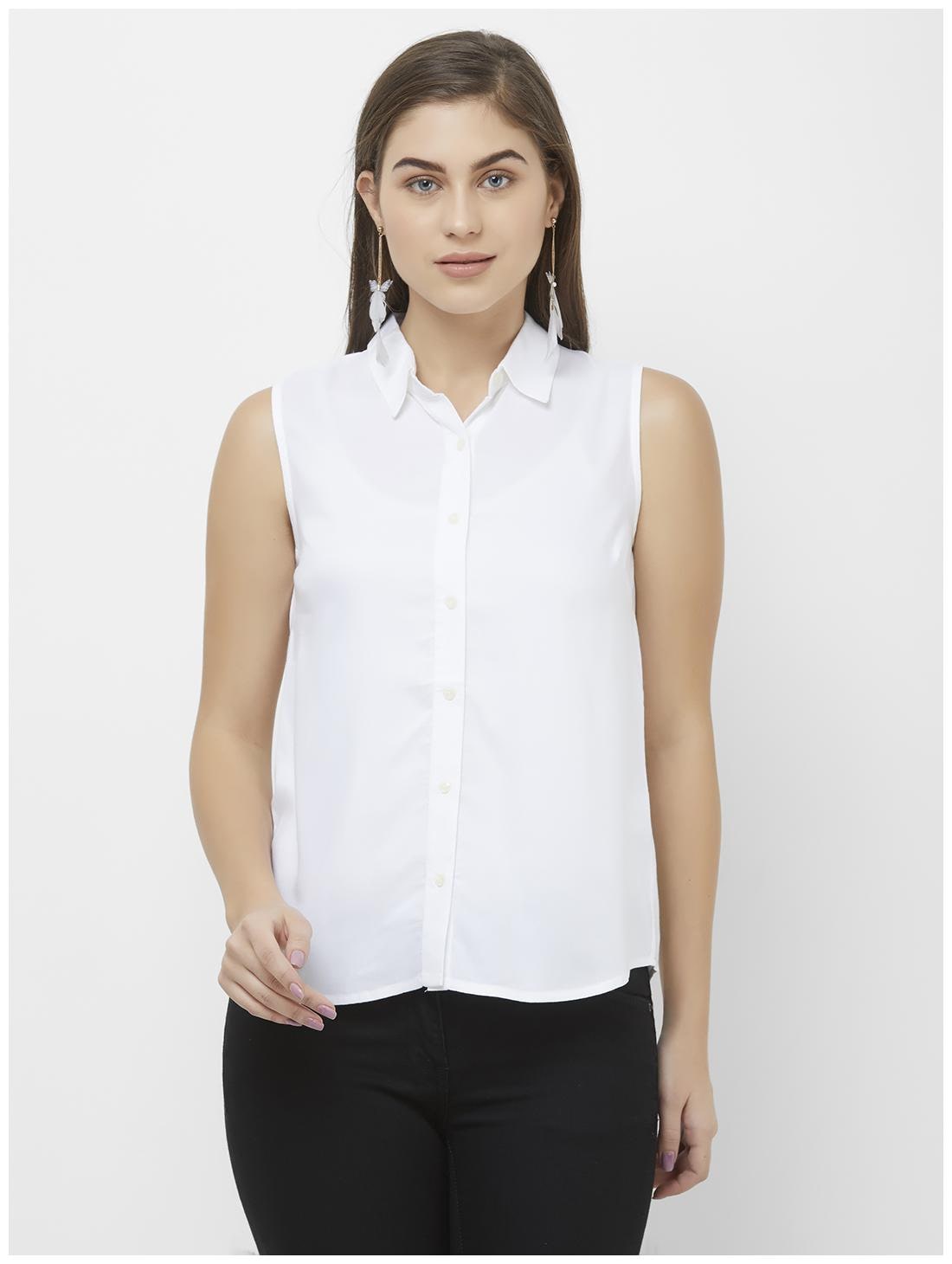 

109 F Women White Solid Regular Fit Shirt