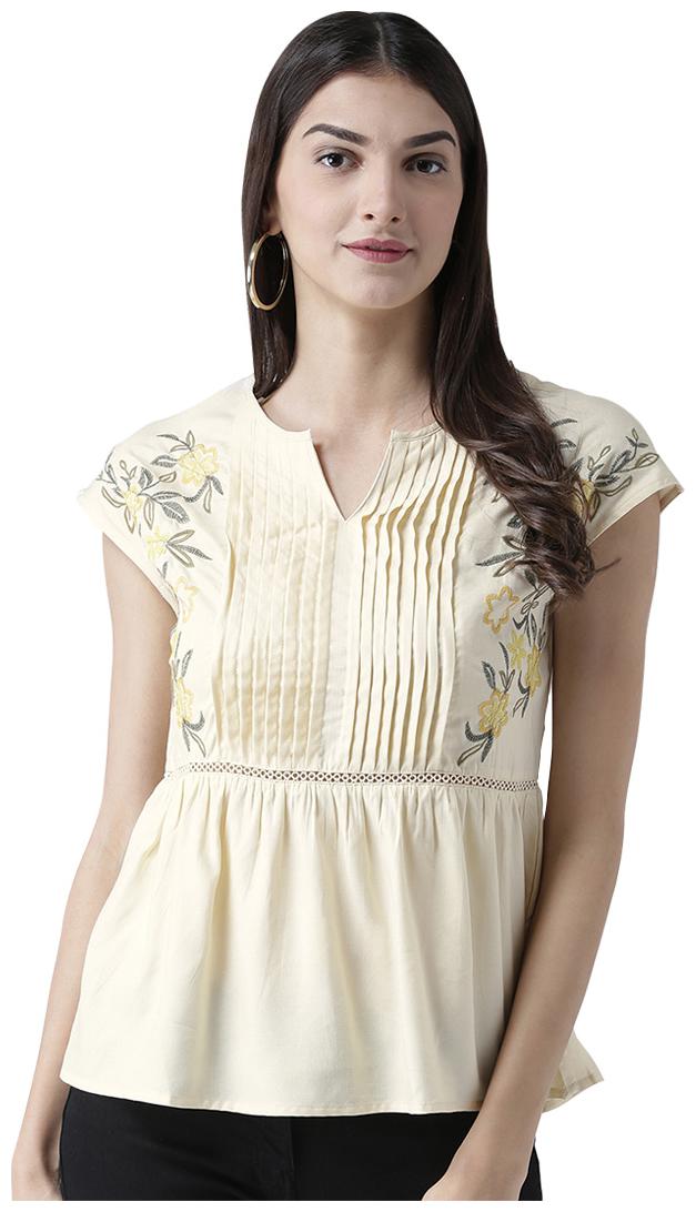 

109 F Women Printed Regular tunic - Cream