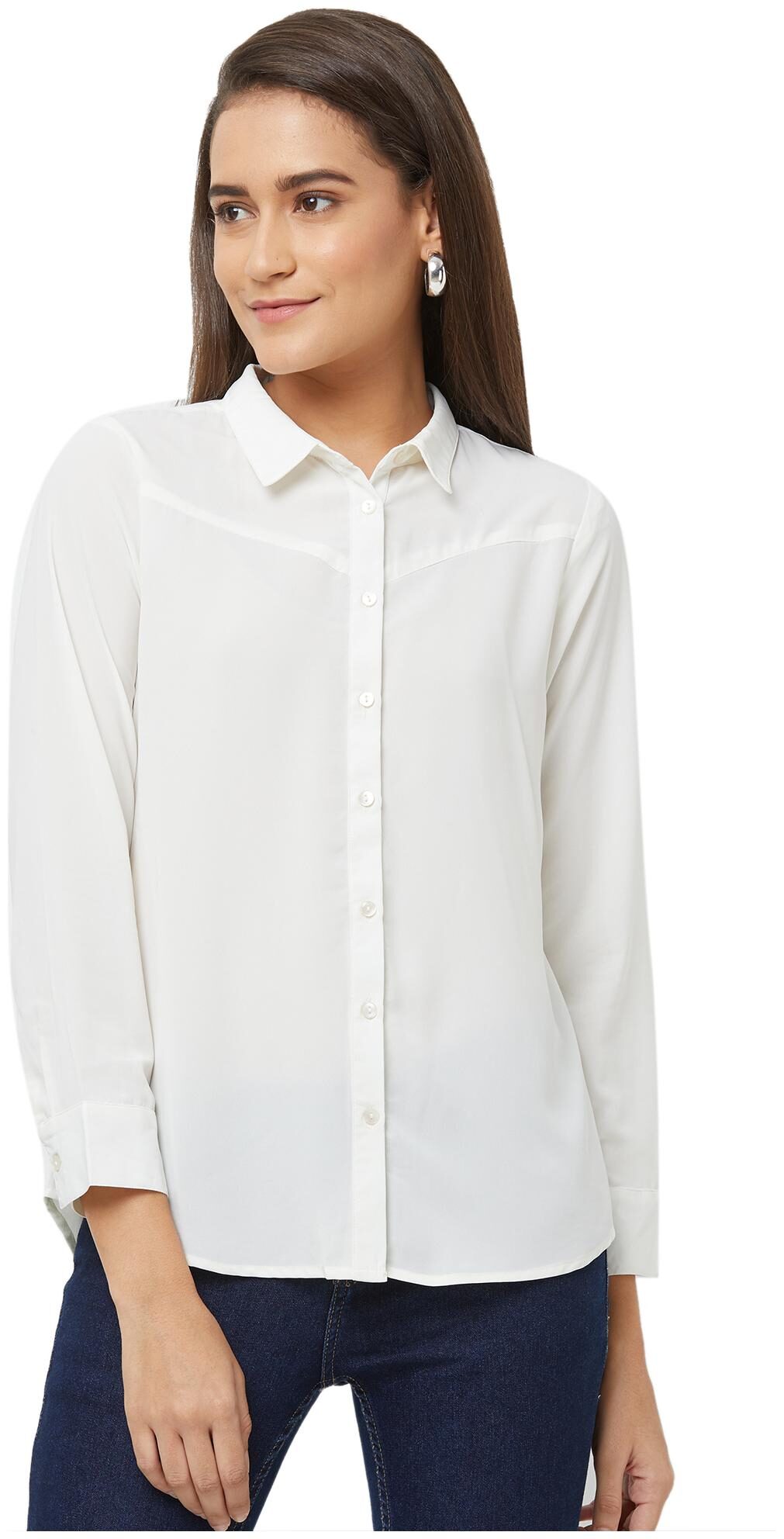 

109 F Women White Solid Regular Fit Shirt