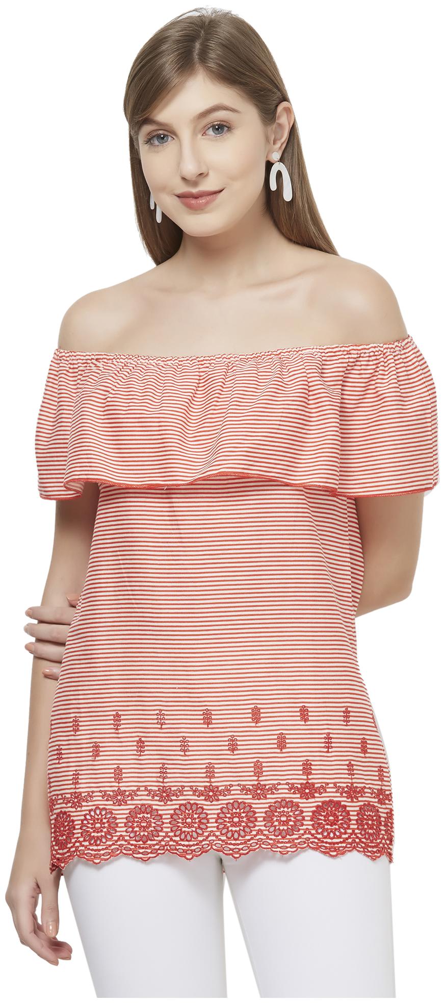 

109 F Women Striped Regular top - Red