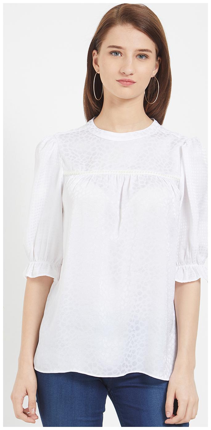 

109 F Women Self design Regular top - White