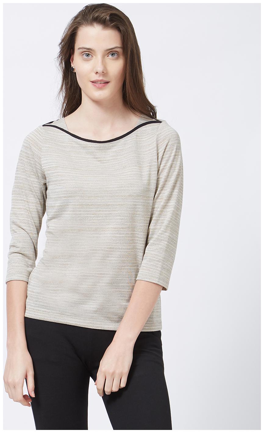 

109 F Women Self design Regular top - Beige