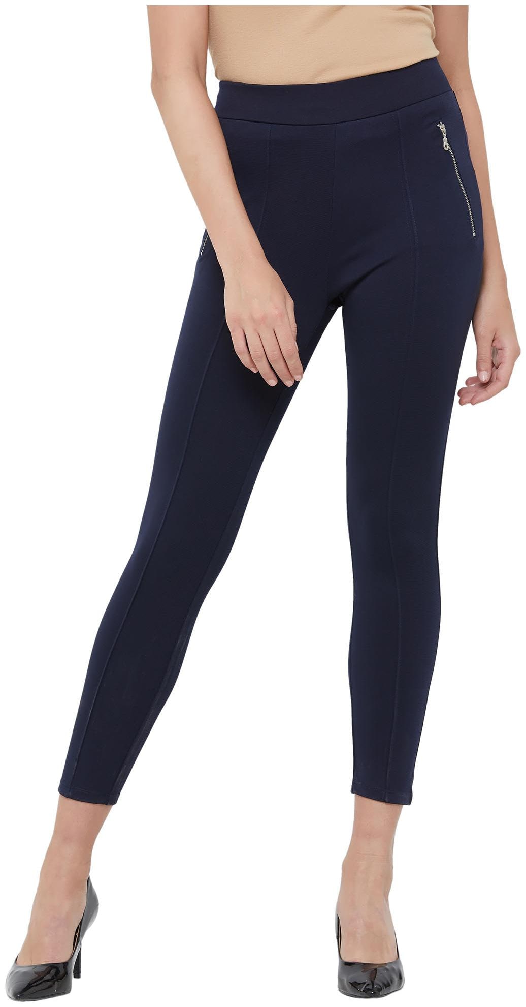 

109 F Women Blended Solid Jegging Navy Blue