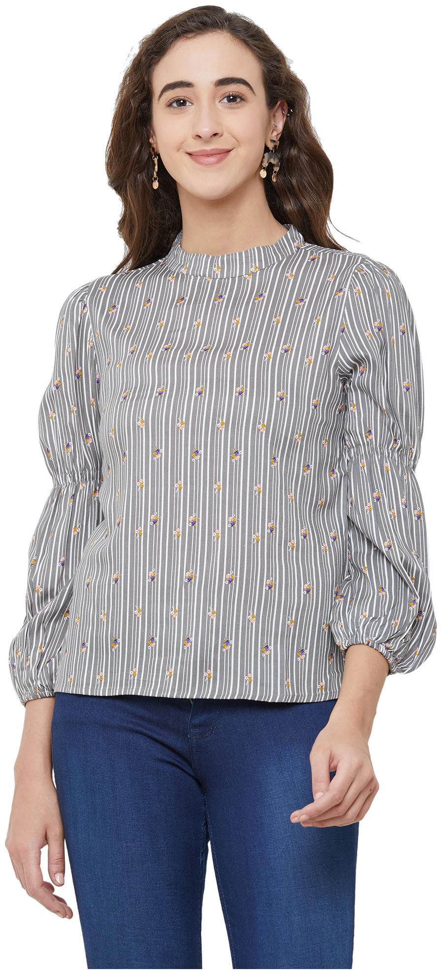 

109 F Women Floral Regular top - Grey