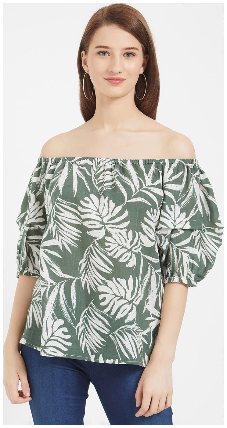 

109 F Women Printed Regular top - Green