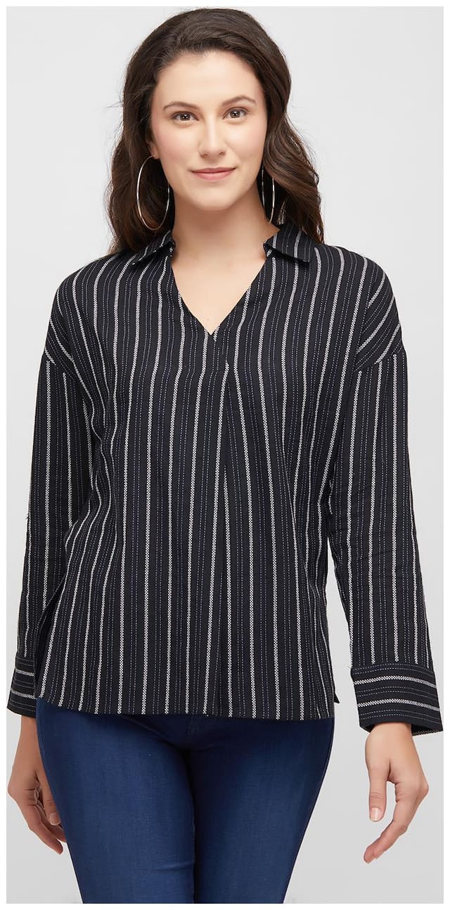 109°F Women Striped Regular top - Black