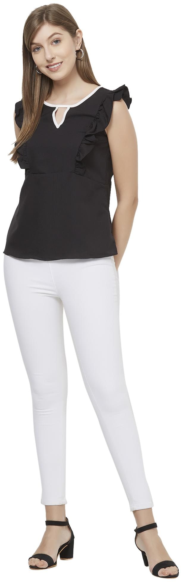 

109 F Women Solid Regular top - Black