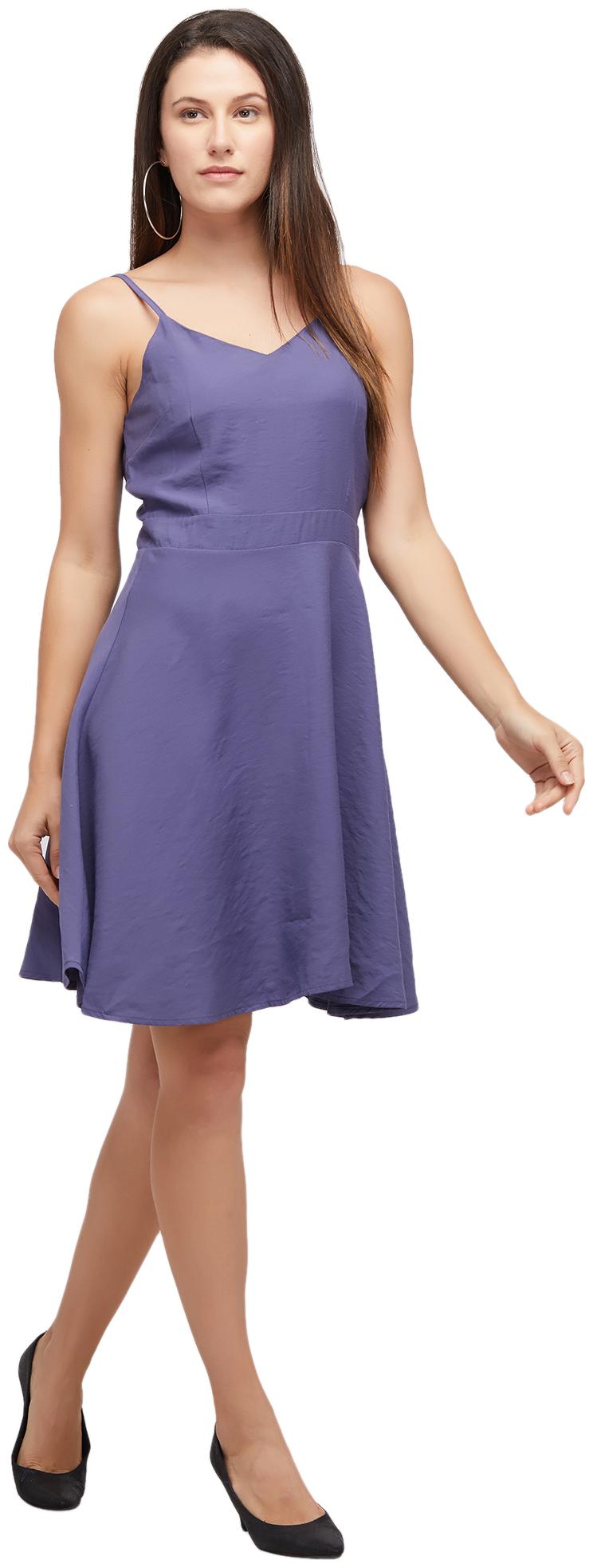 

109 F Purple Solid A-line dress
