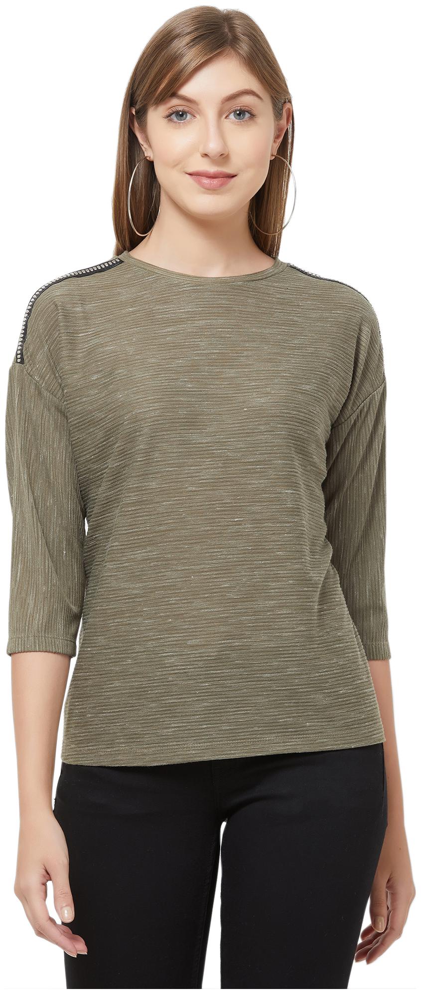 

109 F Women Solid Regular top - Green